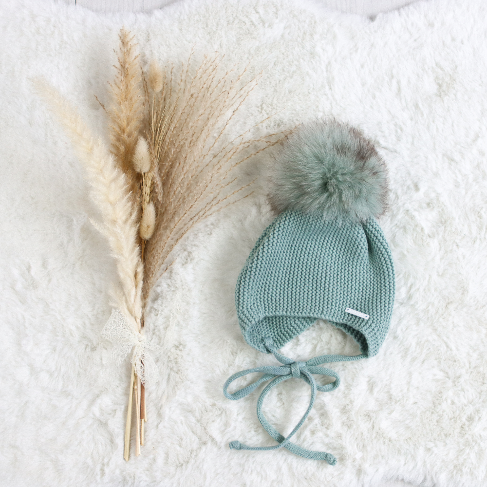 Pangasa Grey Fur Cable Knit Hat main image 1