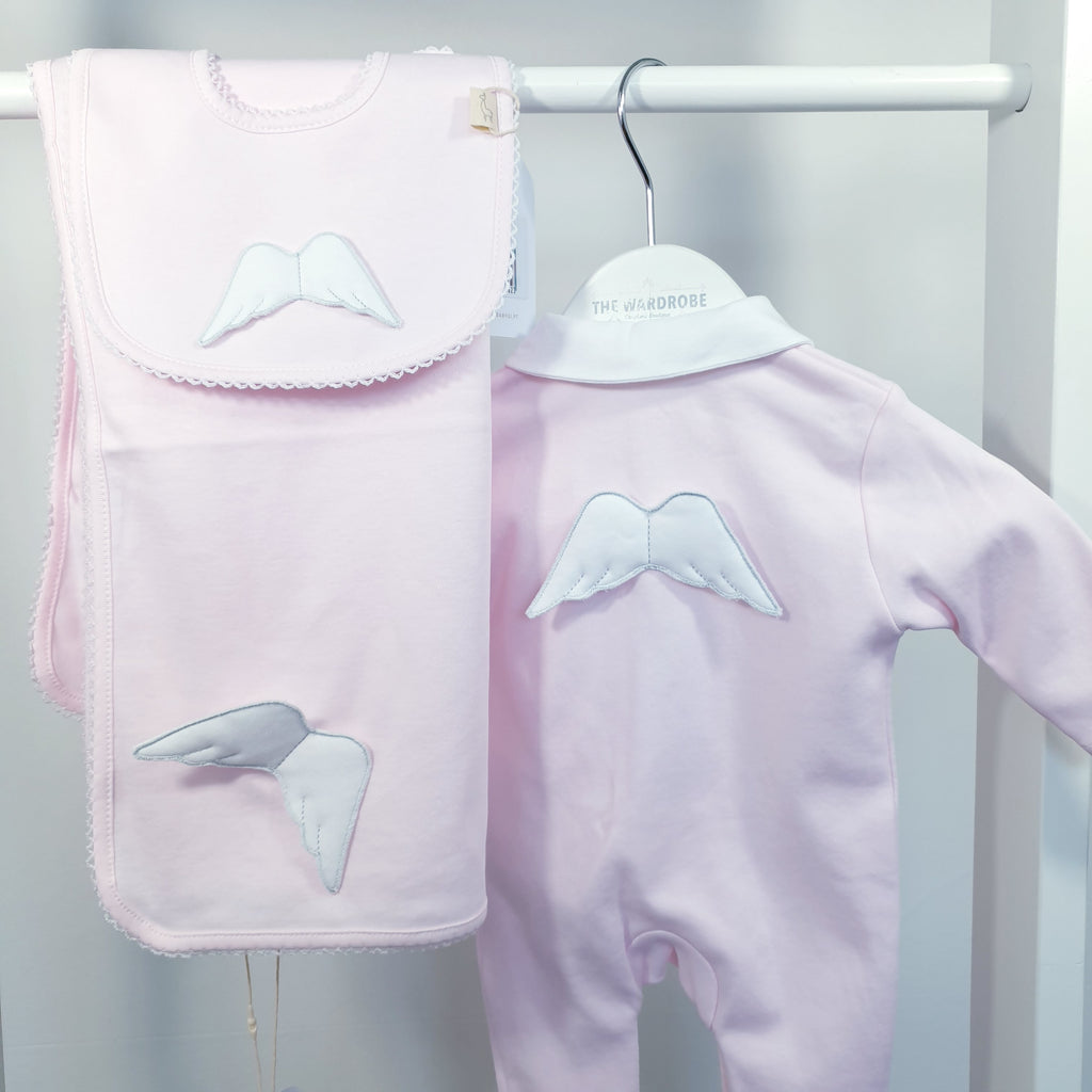 Baby Gi Pink Little Angel Sleepsuit with cute adorable angel wings on the back