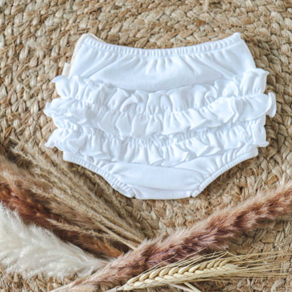 Baby Gi White Cotton Frill Knickers
