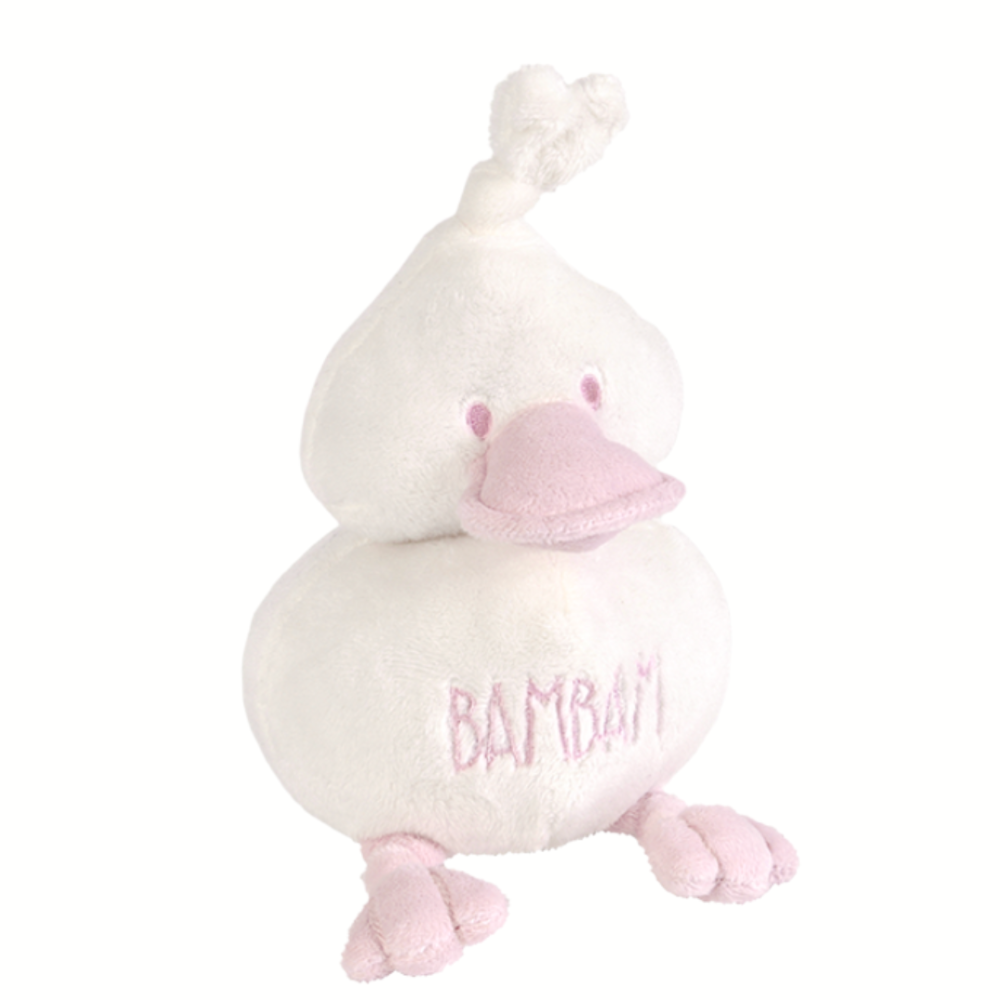 Bam Bam Cuddle Duck Rattle in Pink