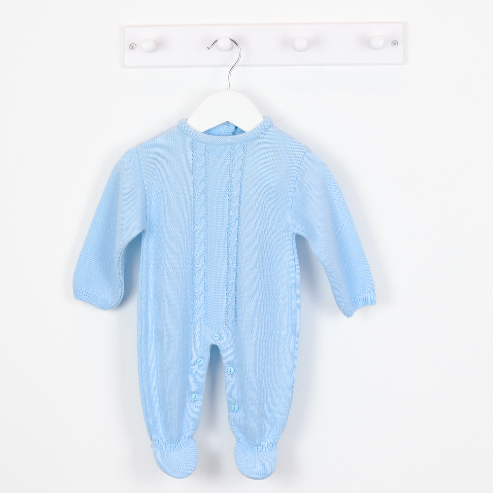 Boys Cable Knitted Romper in Blue