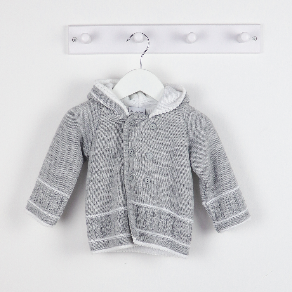 Grey Knitted Cardigan with Hood