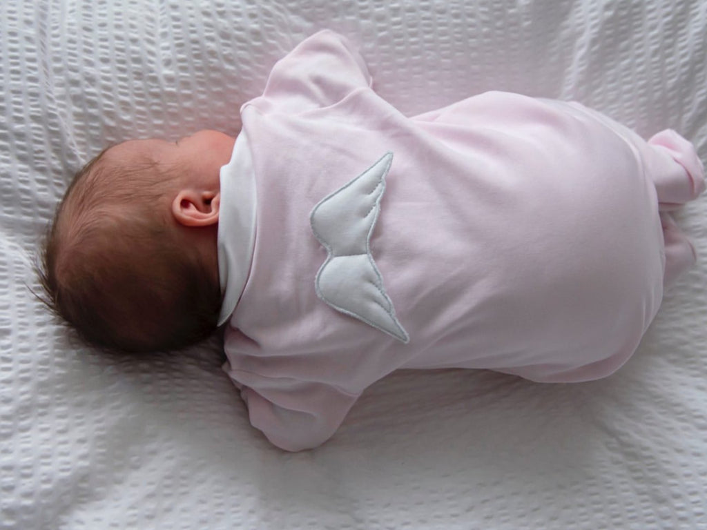 Baby Gi Angel Wings sleepsuit in pink pima cotton