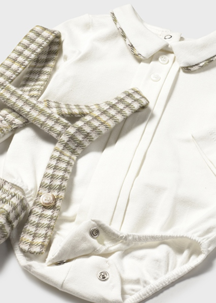New In Mayoral Boys Check Dungaree Shorts Outfit