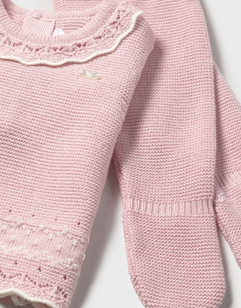 New In Mayoral Girls Pink 3 Piece Knitted Outfit