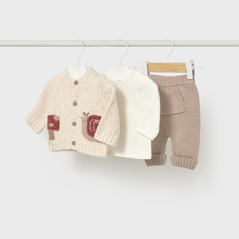 New In Mayoral Boys Neutral 3 Piece Knitted Outfit 
