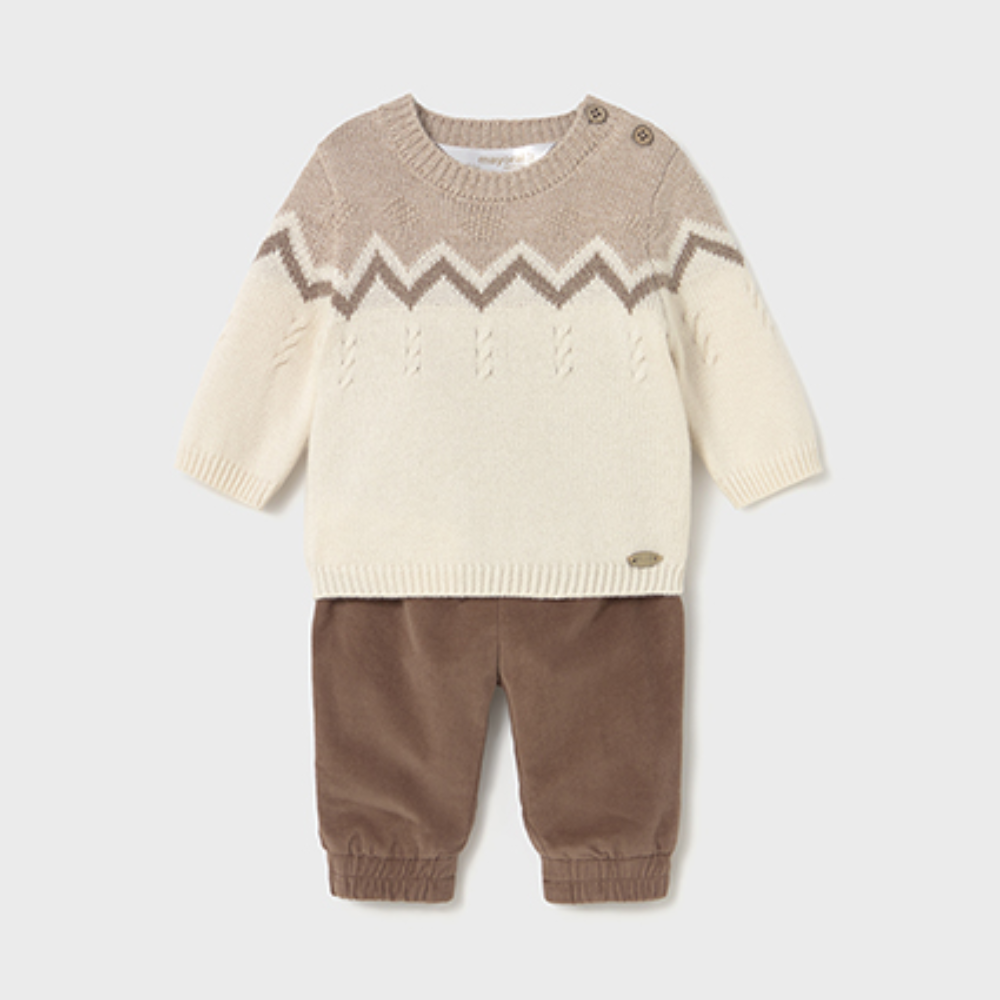 New In Mayoral Boys Neutral Top & Trouser Set