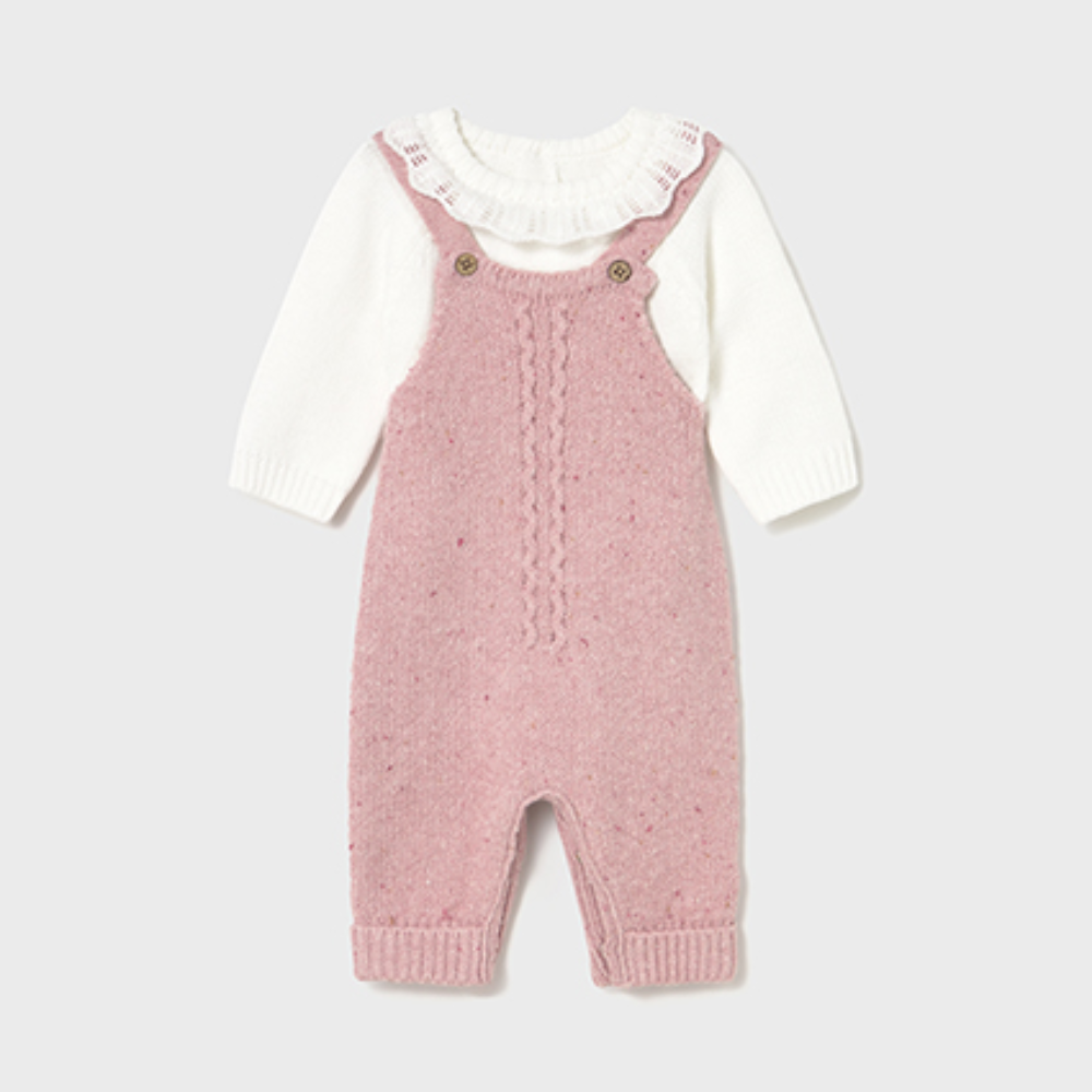 New In Mayoral Girls Pink Dungaree Set