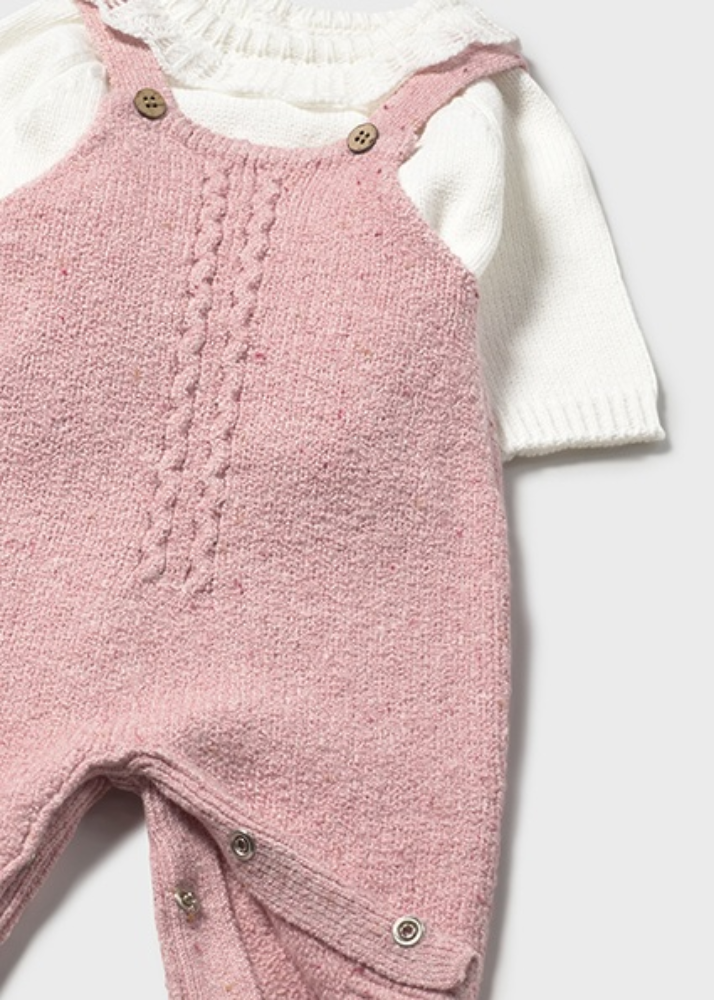 New In Mayoral Girls Pink Dungaree Set
