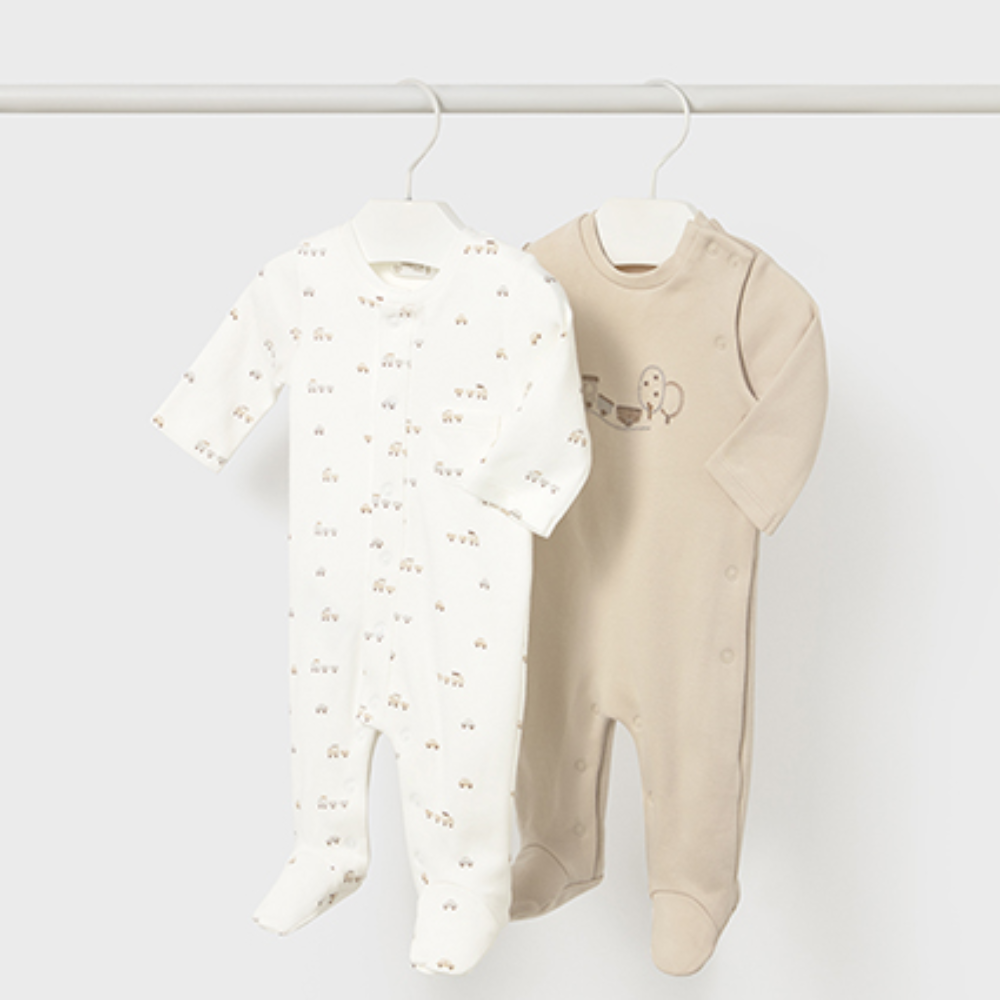 New In Mayoral Boys Neutral 2 Pack Sleepsuits