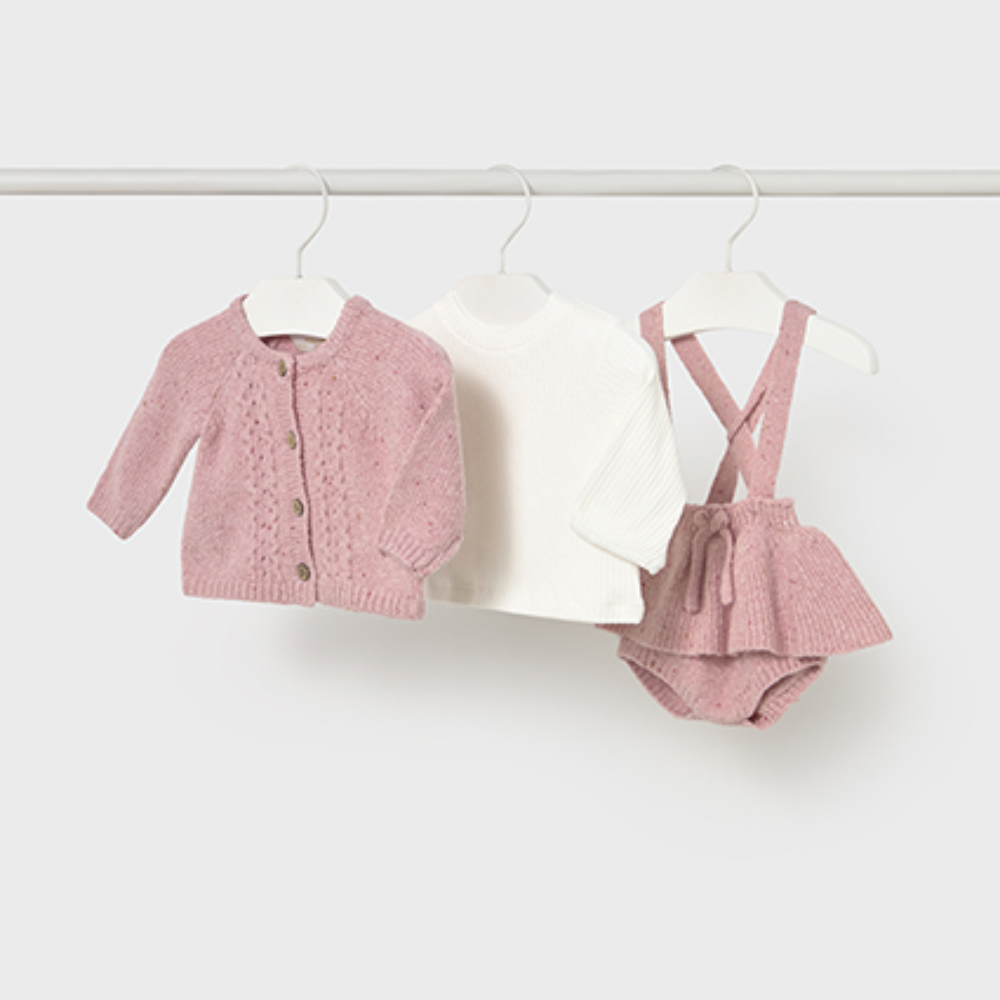 New In Mayoral Girls Pink Dungaree Jam Pant Set