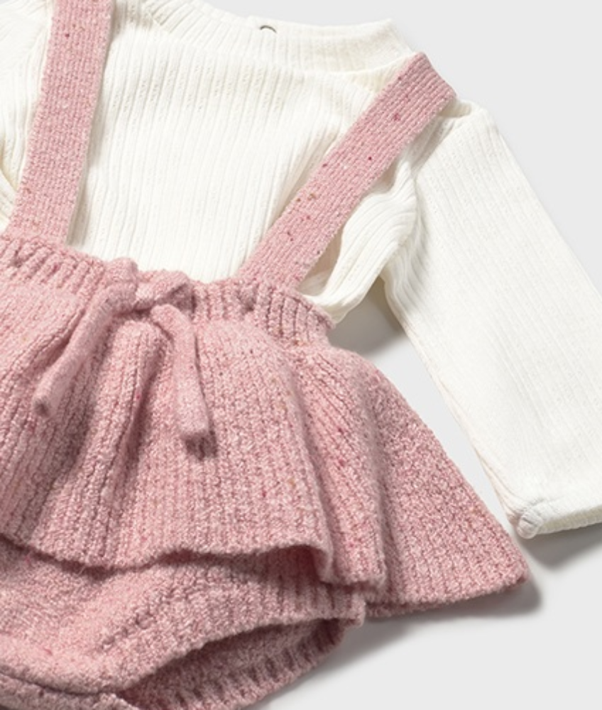 New In Mayoral Girls Pink Dungaree Jam Pant Set