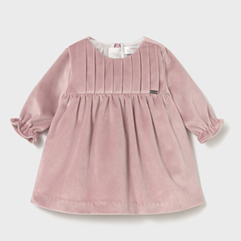 New In Mayoral Girls Pink Velour Dress
