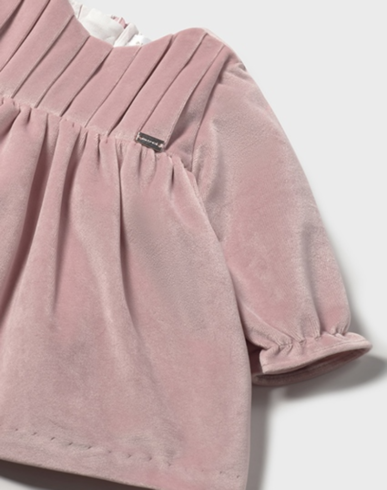 New In Mayoral Girls Pink Velour Dress