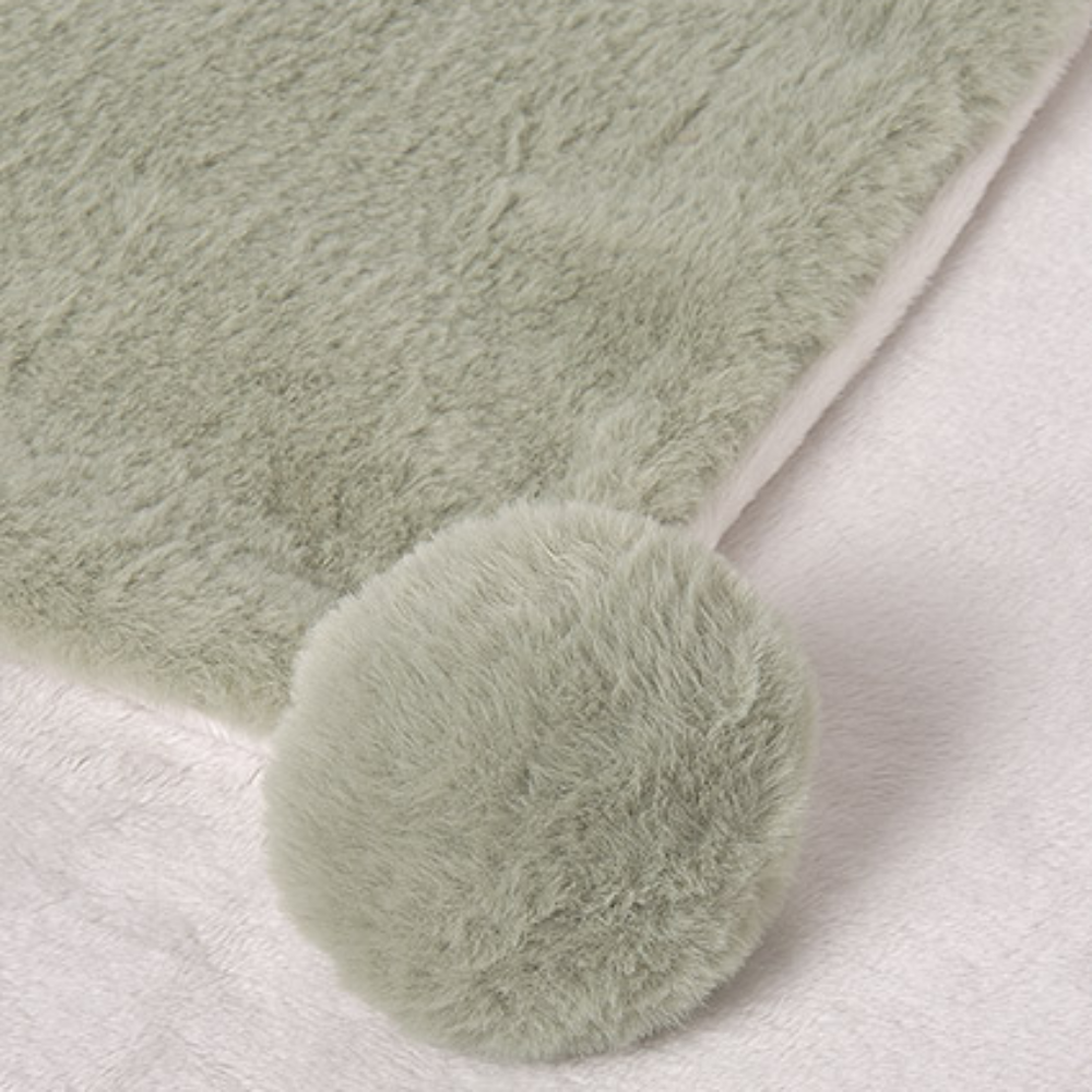 New In Mayoral Sage Pom Pom Faux Fur Blanket