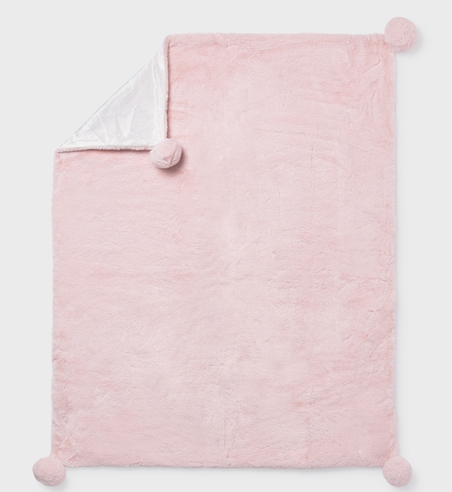 Mayoral Pink Pom Pom Faux Fur Blanket