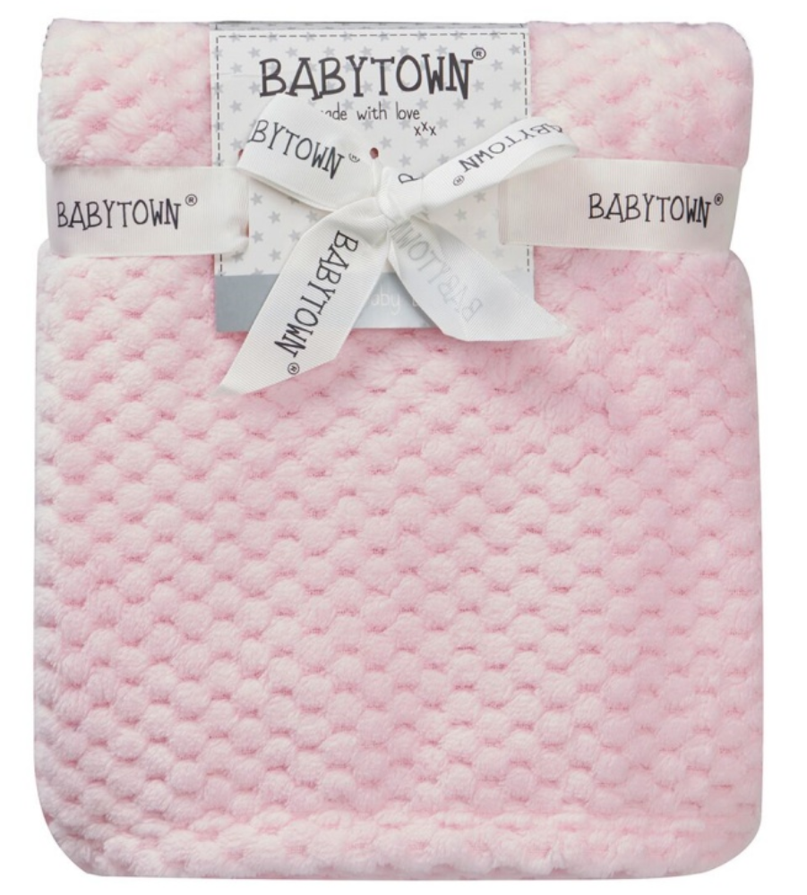 Girls Pink Waffle Minky Blanket