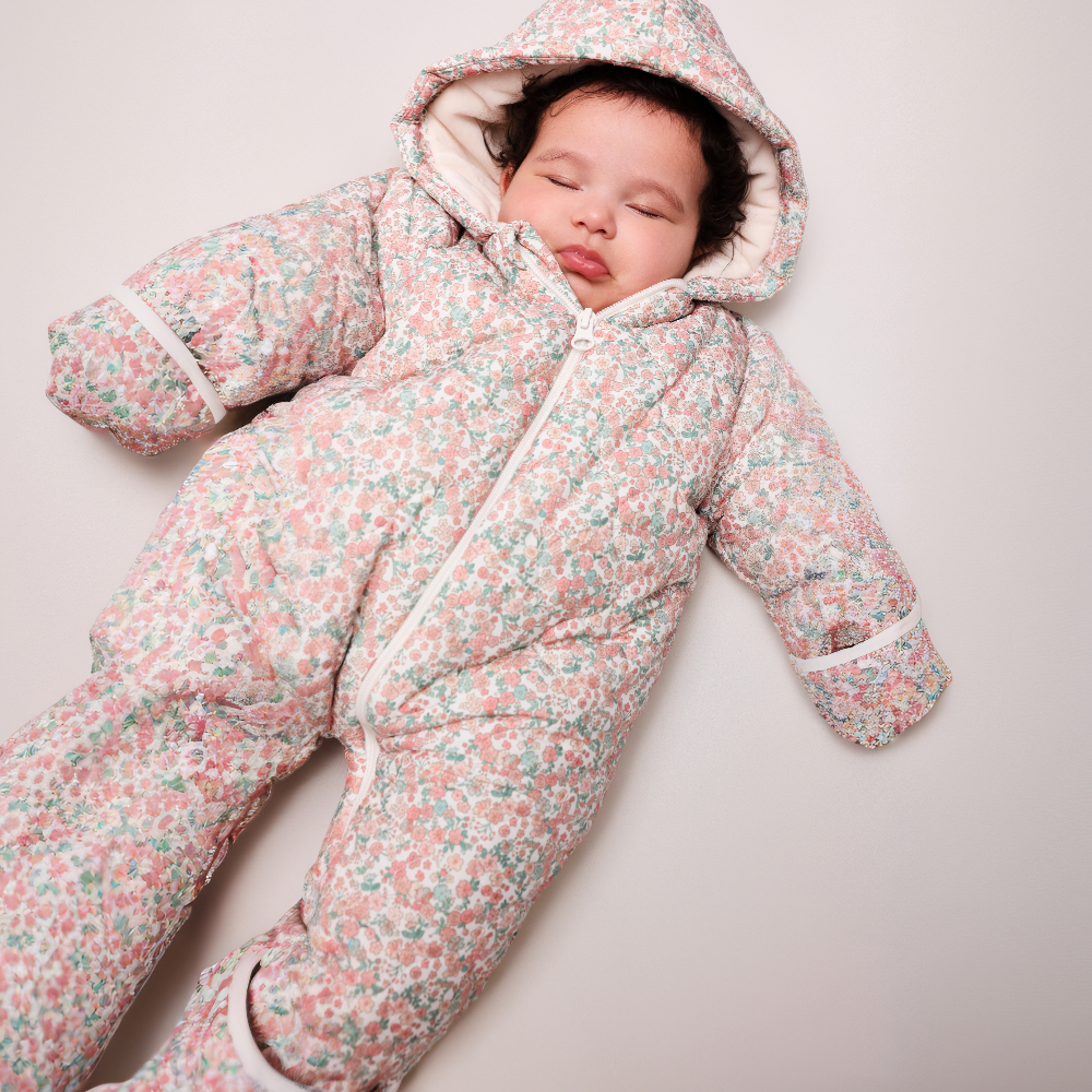 Tutto Piccolo Girls Petal Quilted Snowsuit