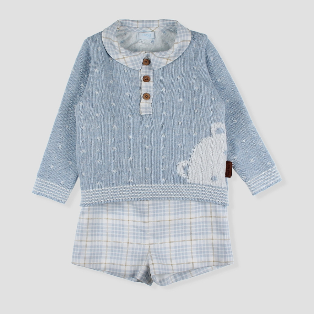 Foque Boys Blue Jumper Shorts Set - Main Image