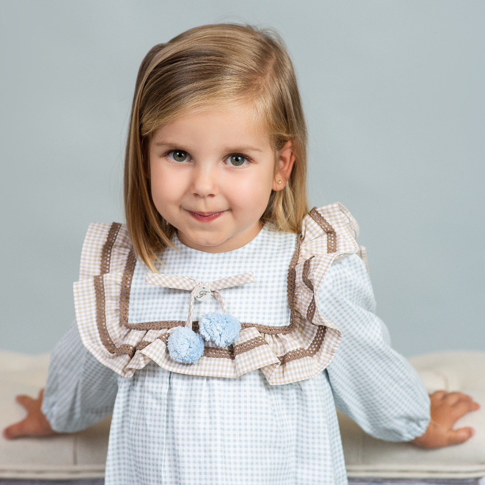 Foque Girls Blue Check Dress