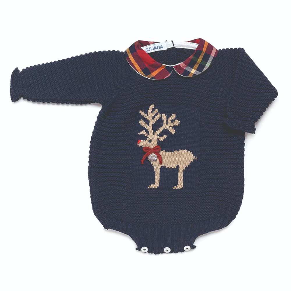 Juliana Boys Navy reindeer Romper