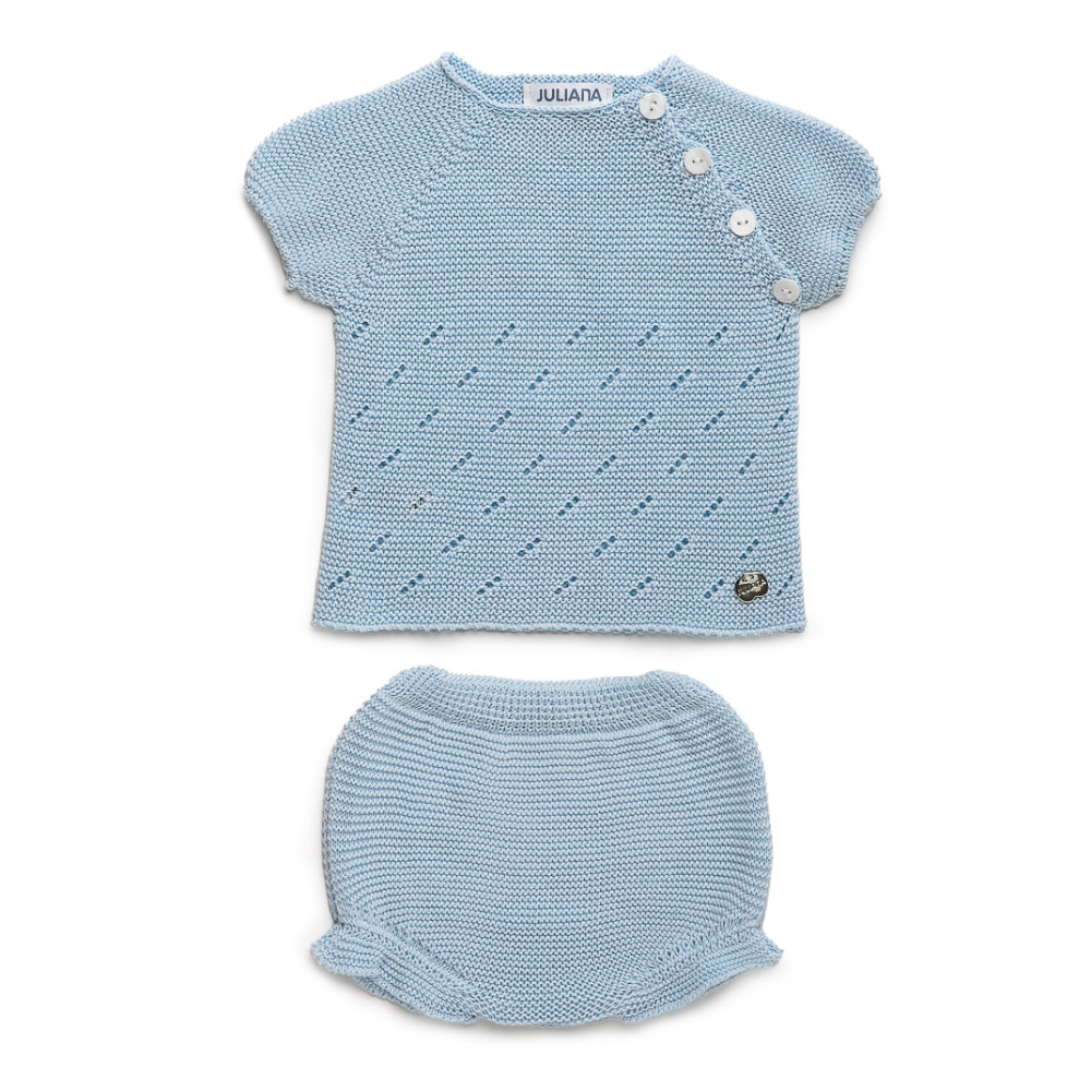 Juliana Boys Blue Knitted Jam Pant Set