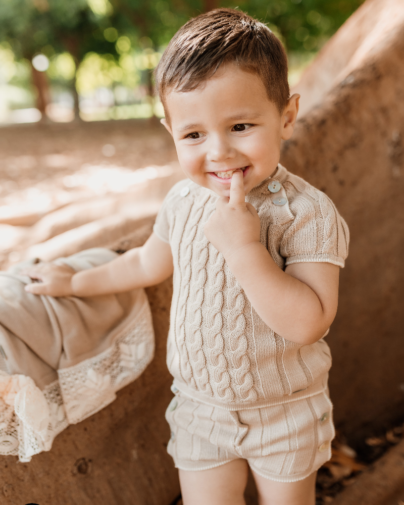 Rahigo Boys Camel & Cream Shorts Set