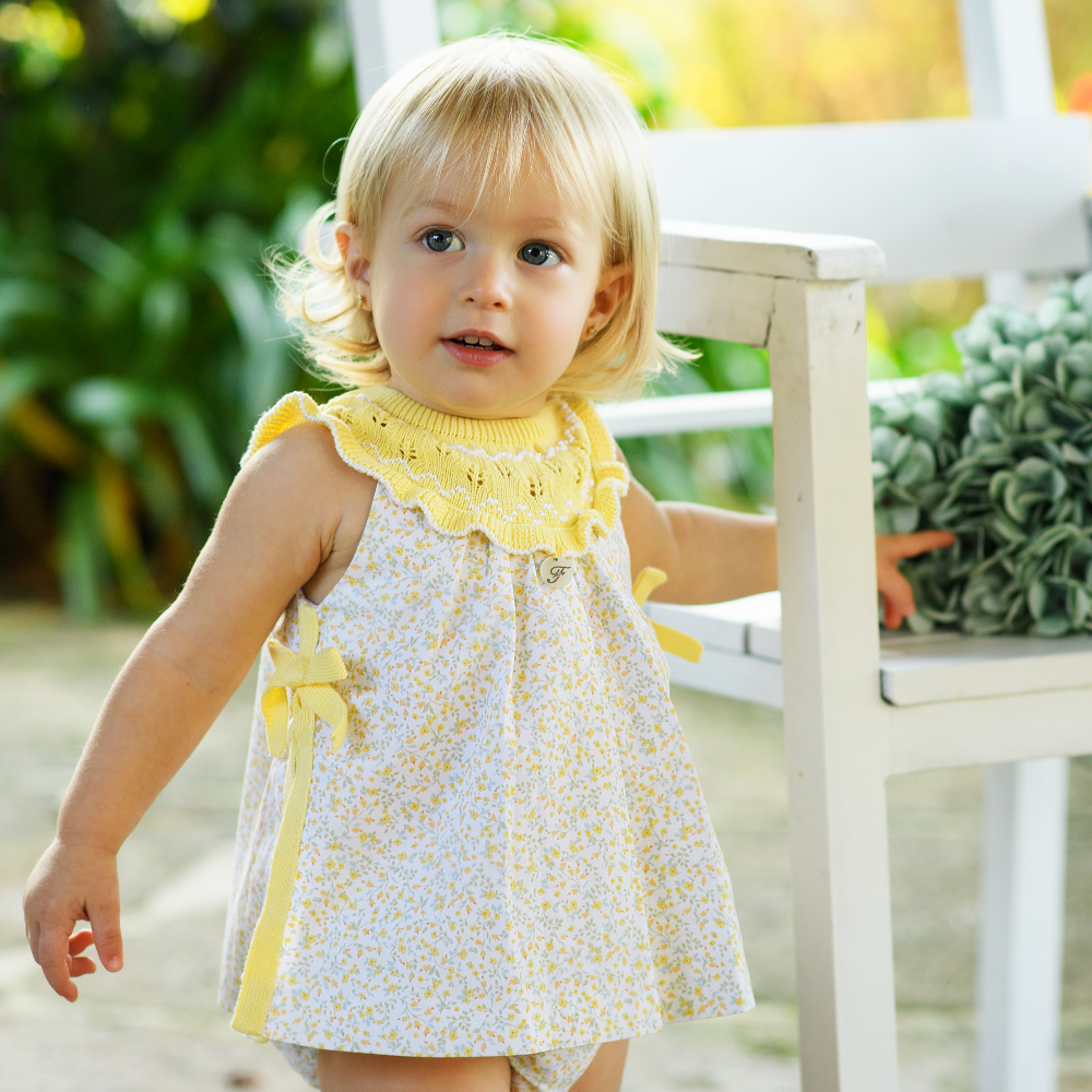 Foque Baby Girls Lemon Ditsy Dress