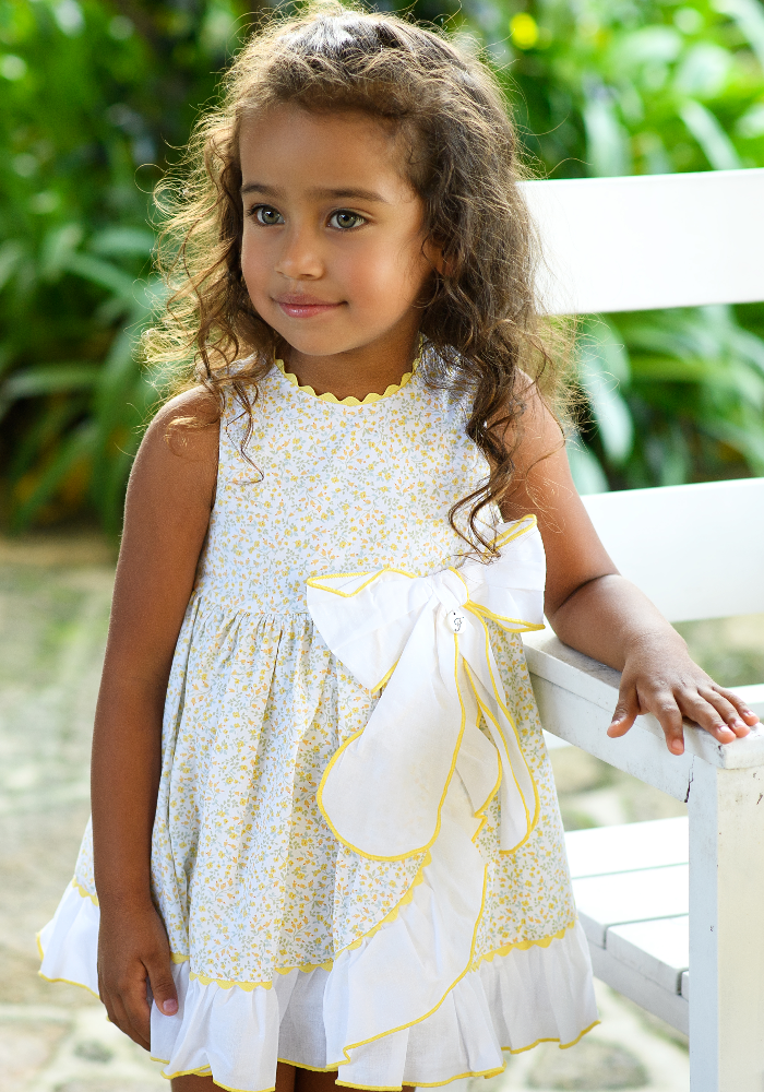 Foque Older Girls Lemon Ditsy Dress