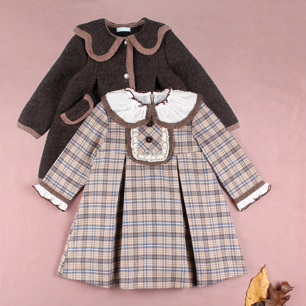 Foque Girls Chocolate Dress Coat