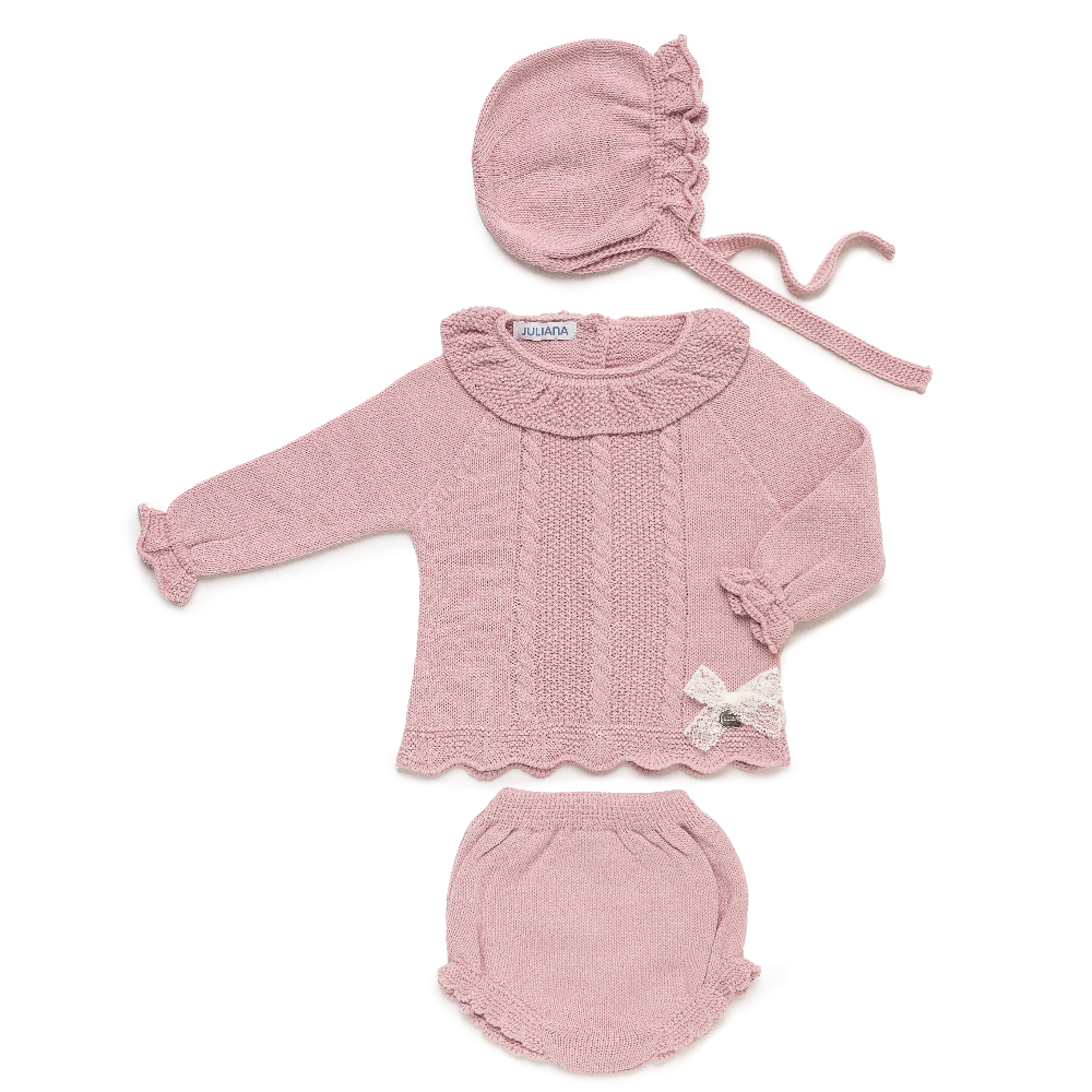 Juliana Girls Blush Knitted Jam Pant Set