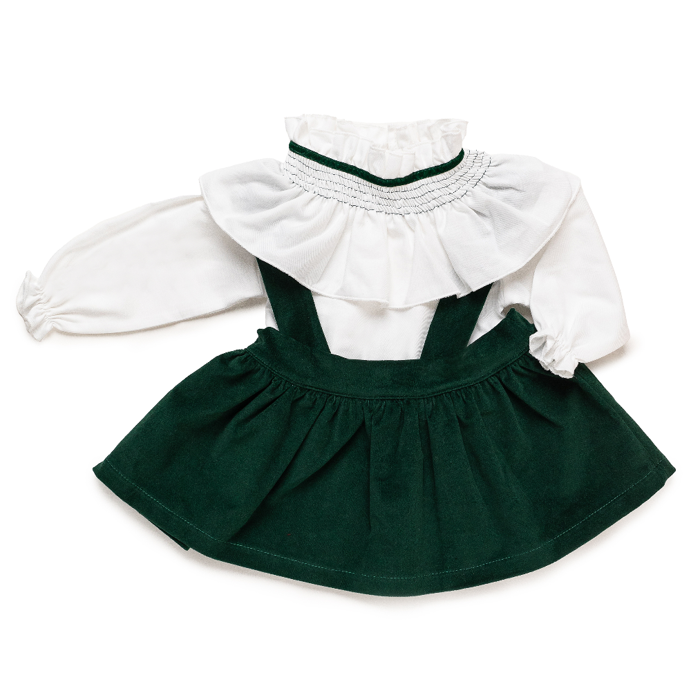 Juliana Girls Green Dungaree Skirt & Top Set