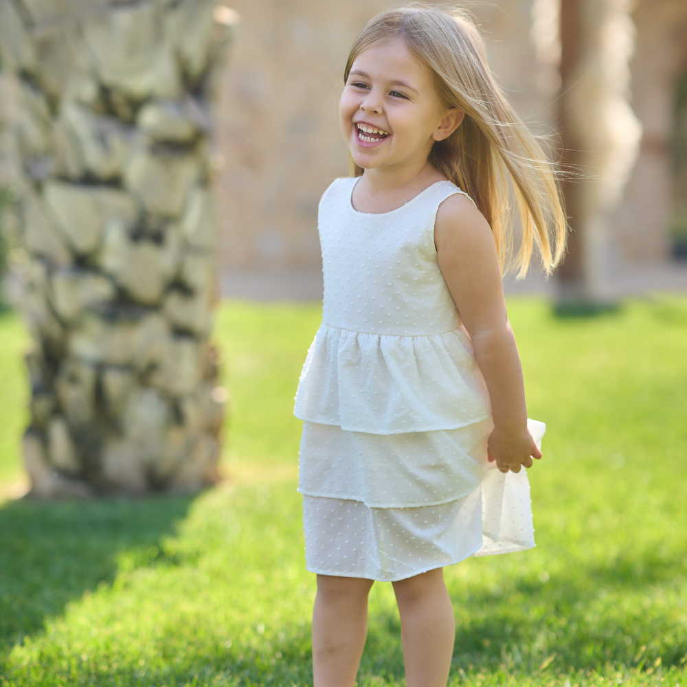 Rapife Girls Plumetti Cream Dress