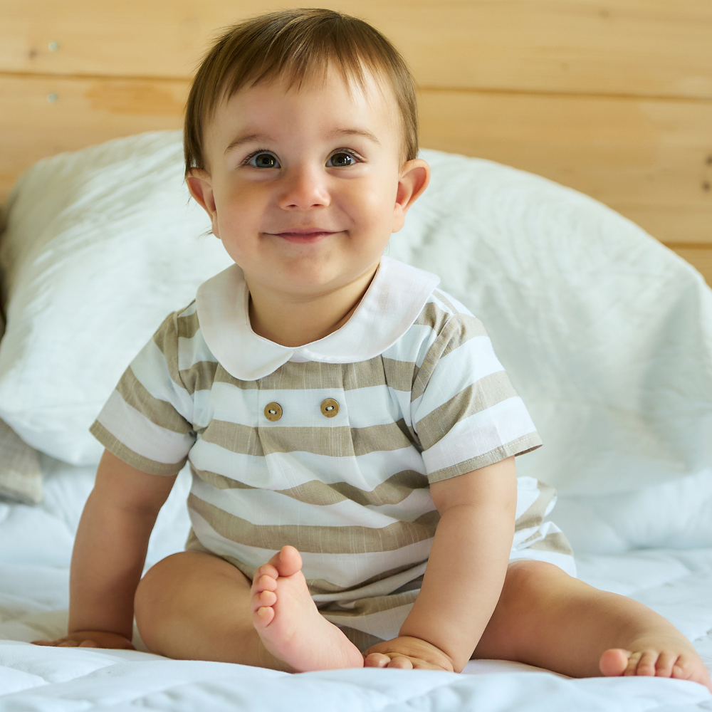 Rapife Boys Camel Striped Romper