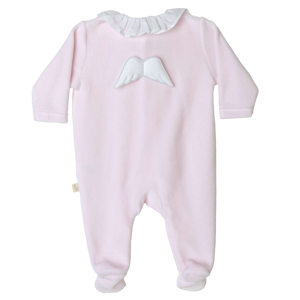 Baby Gi Girls Pink Angel Wings Cotton Frill Sleepsuit