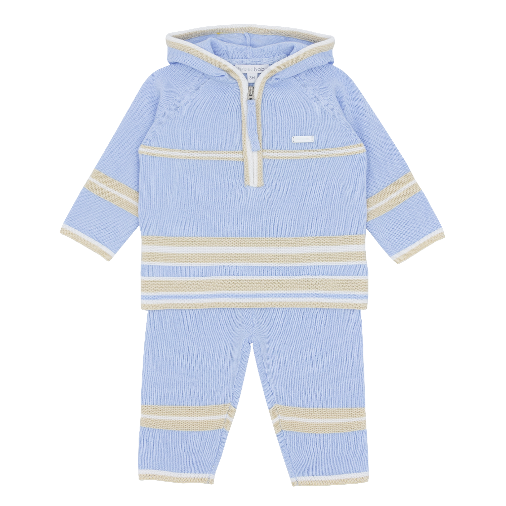 Blues Baby Boys Blue & Beige Knitted Trouser Set