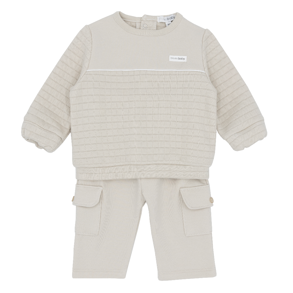 Blues Baby Boys Beige Sweatshirt & Trouser Set