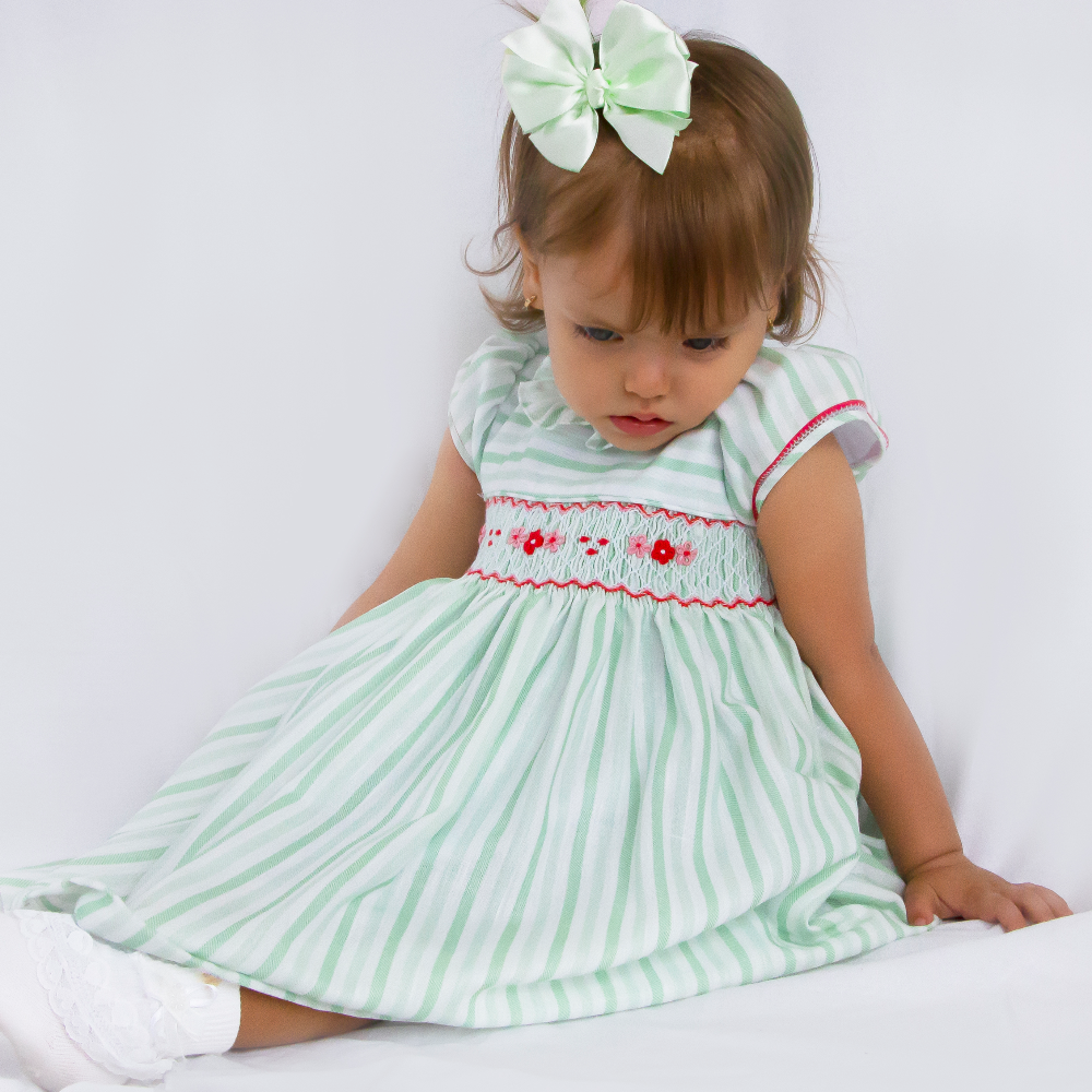 Pretty Originals Older Girls Green Striped Dress