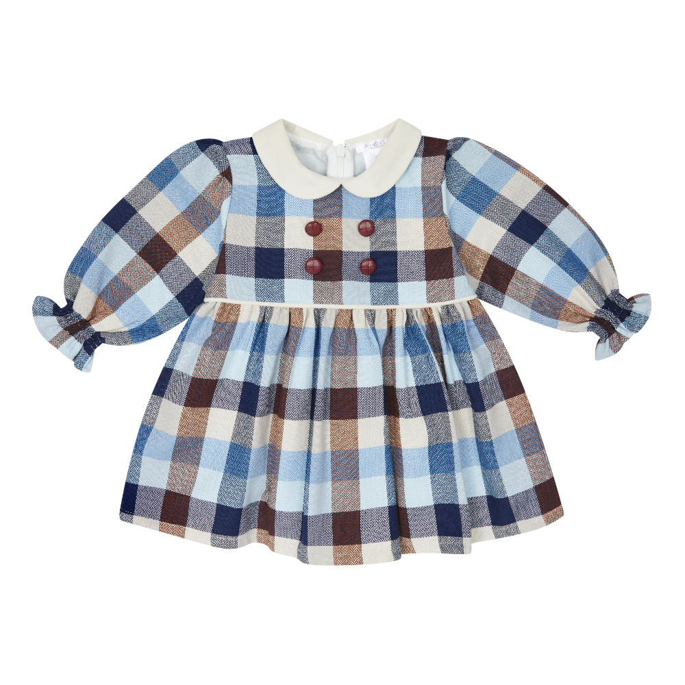 New In Deolinda Girls Blue Check Dress