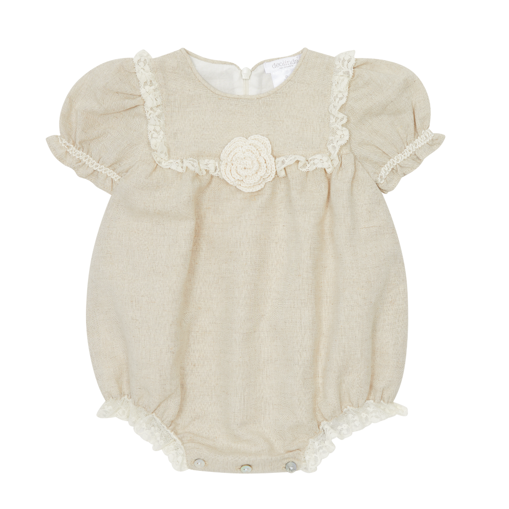 Deolinda Girls Beige Lace Romper