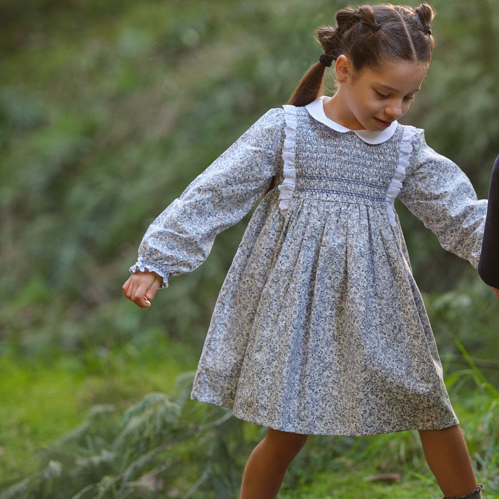 New In Deolinda Girls Blue Floral Dress