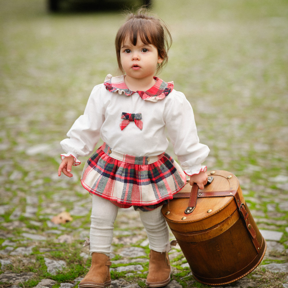 New In Deolinda Girls Tartan Bloomer Set