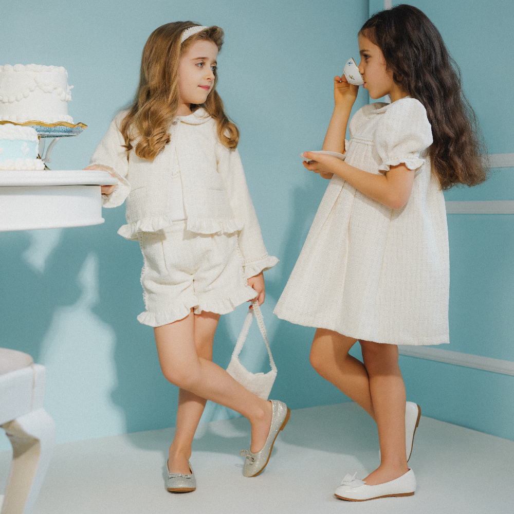 Deolinda Be Chic Ivory "Chanel" Girls Shorts & Top Set