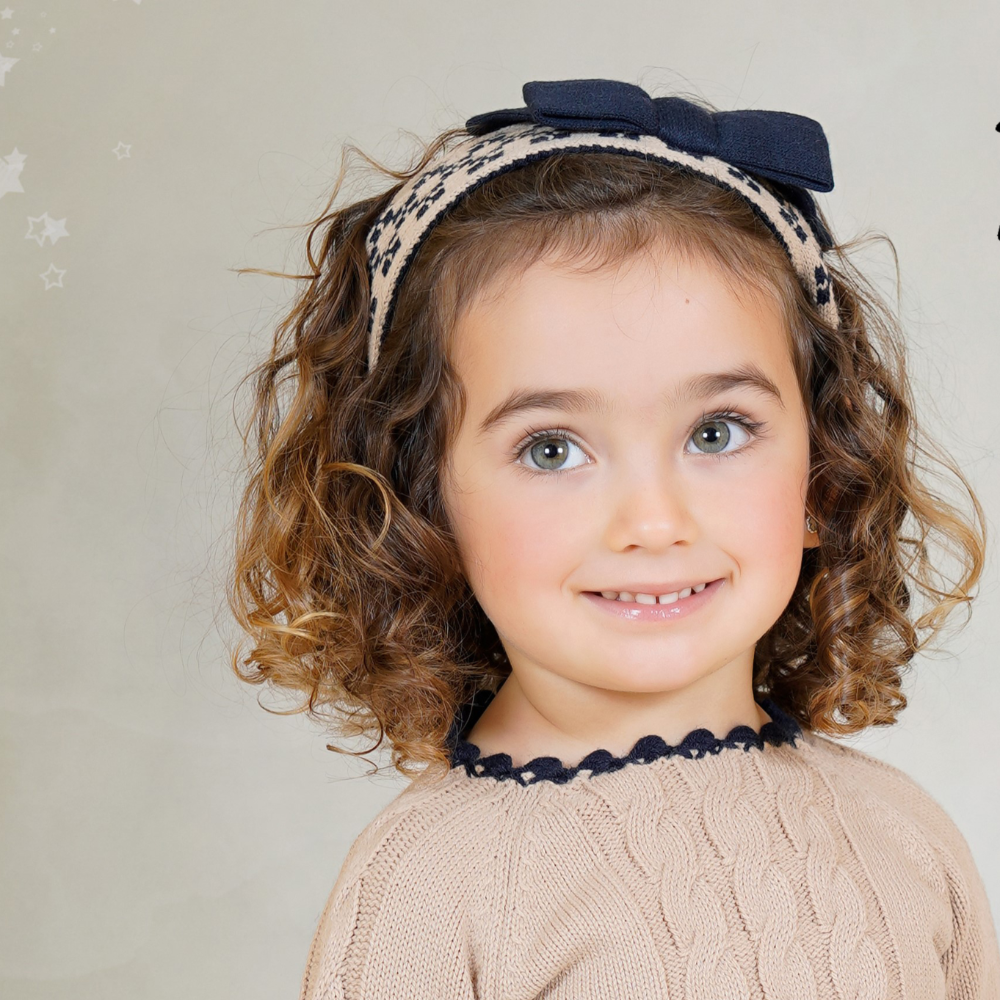 New In Rahigo Girls Camel & Navy Headband