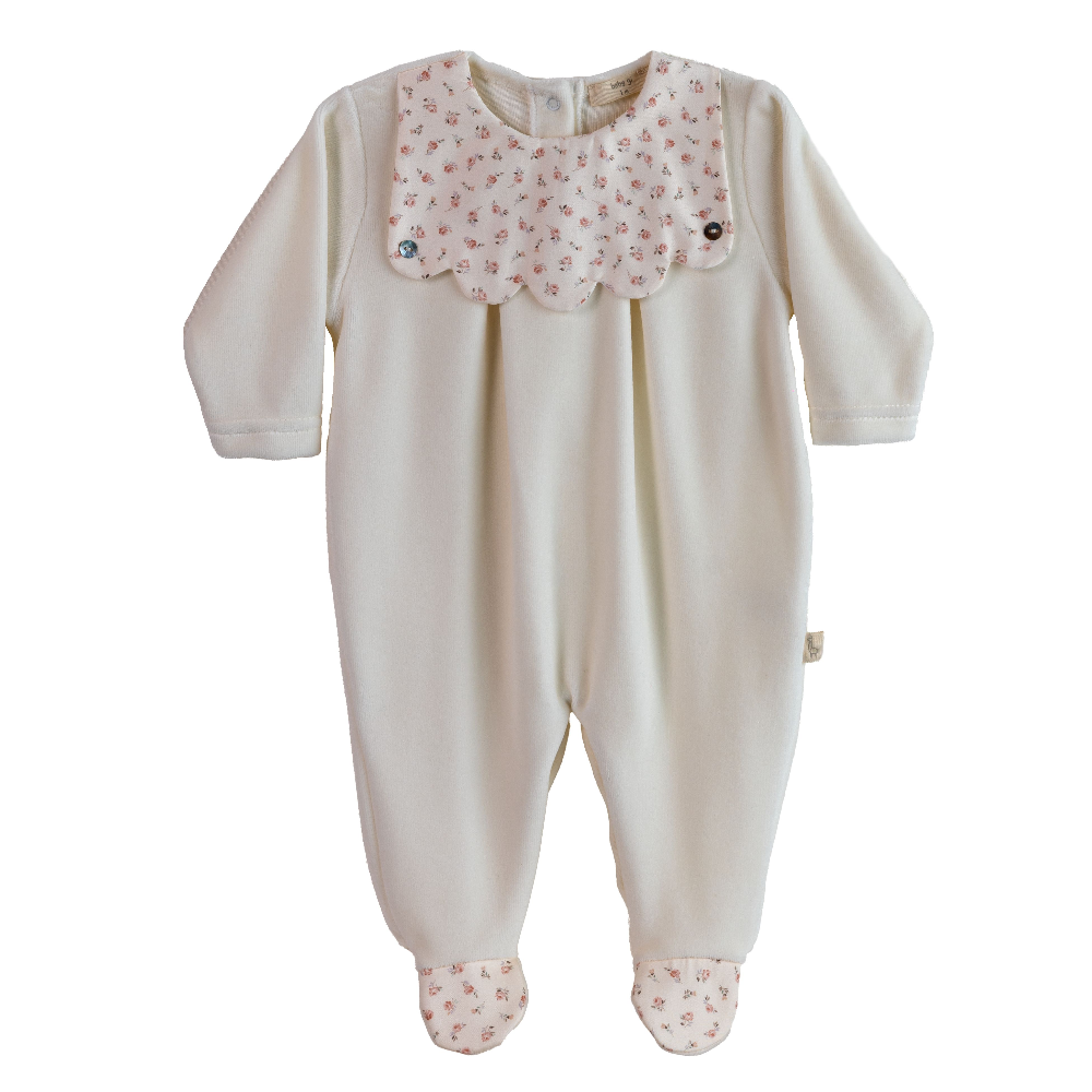 Baby Gi Flossie Ivory Velour Sleepsuit