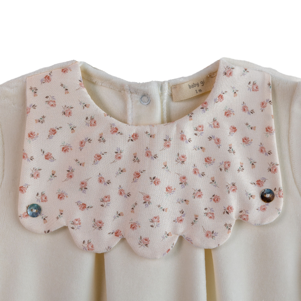 Baby Gi Flossie Ivory Velour Sleepsuit