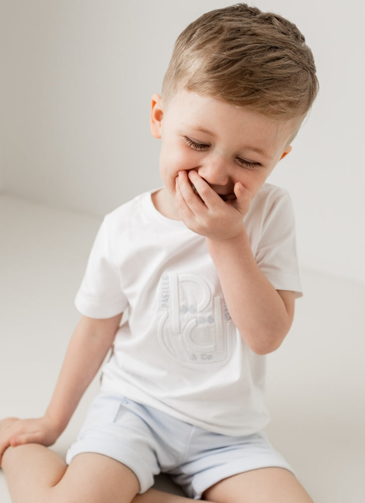 Pastels & Co Boys Blue & White Shorts Set