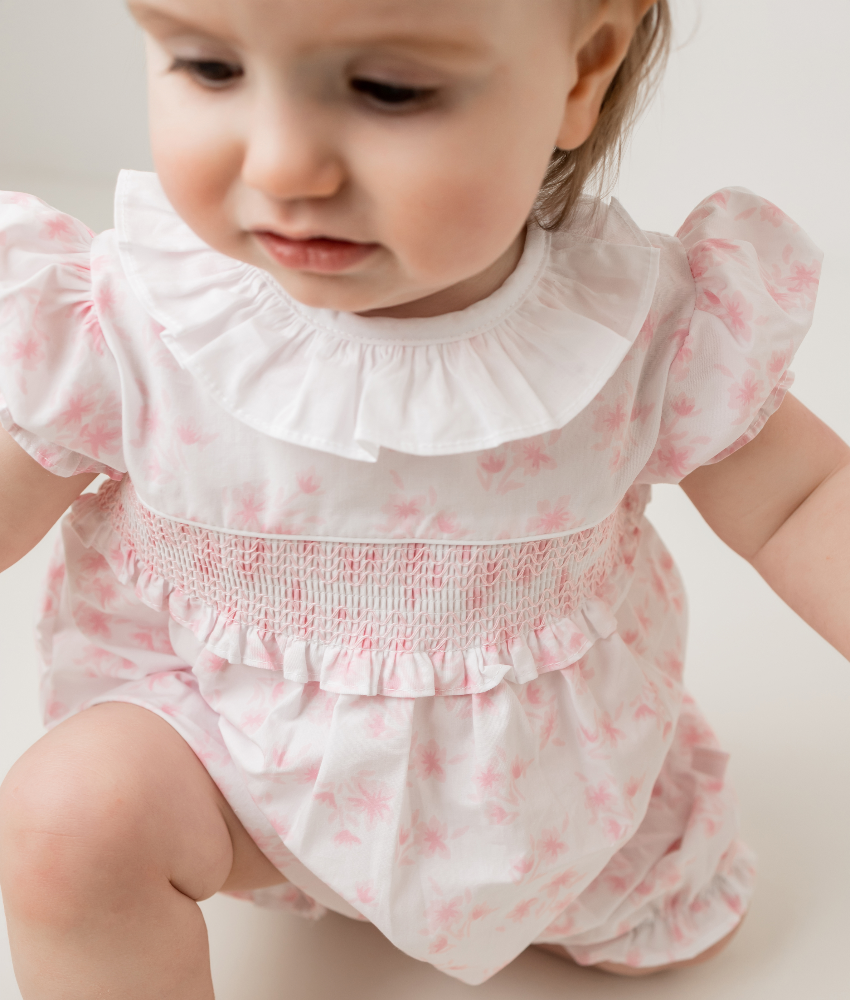 Pastels & Co Girls Pink Blooming Frilled Romper