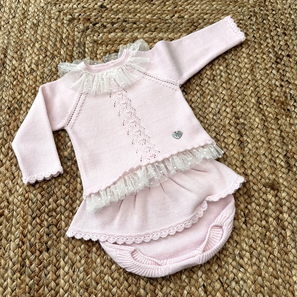 Artesania Granlei Baby Pink Knit Jam Pants & Long Sleeved Top