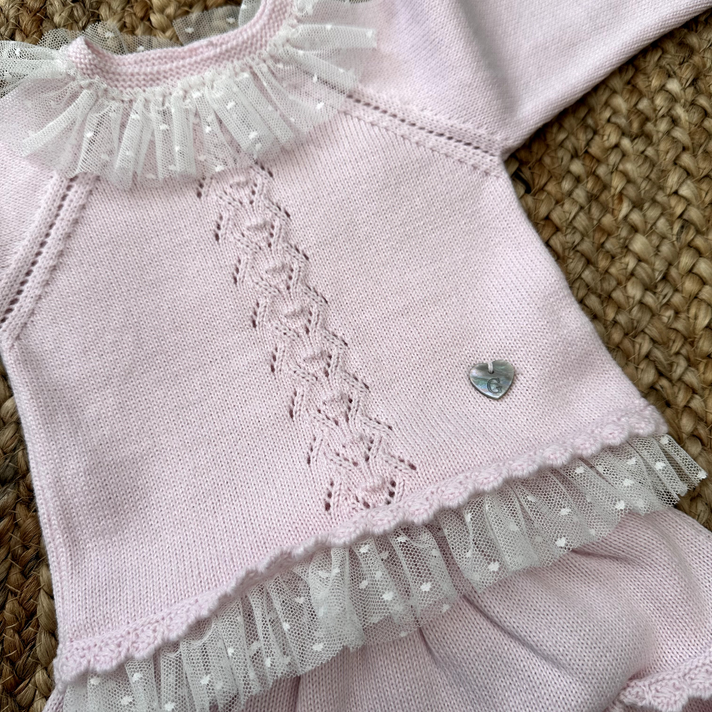 Artesania Granlei Baby Pink Knit Jam Pants & Long Sleeved Top